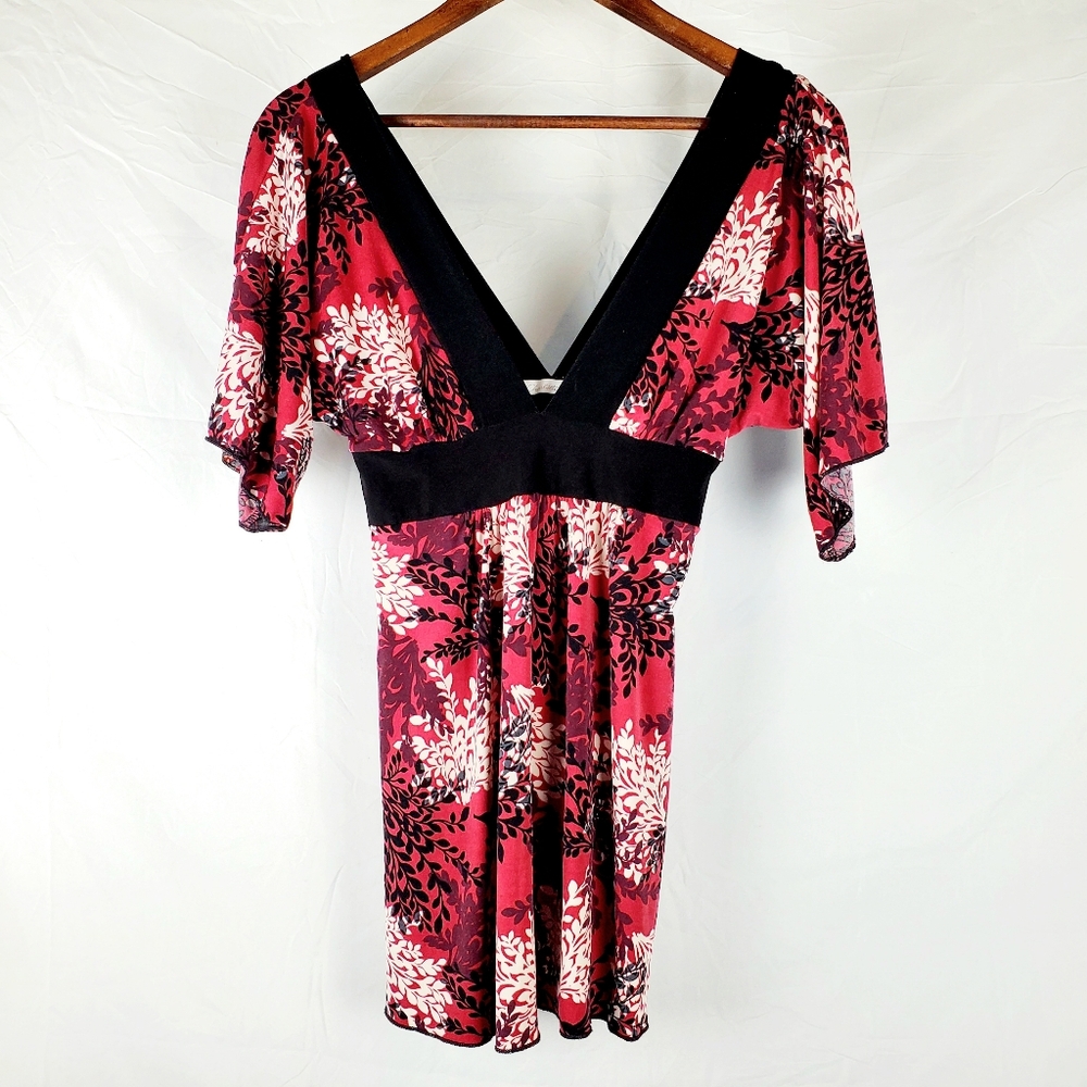Vintage Y2K Charlotte Russe Floral Plunge Neck Babydoll‎ Top